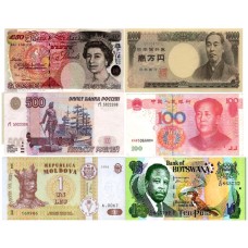 A4Valuta Vafa bancnote lira yen yuan rubla leu pula 30X20cm